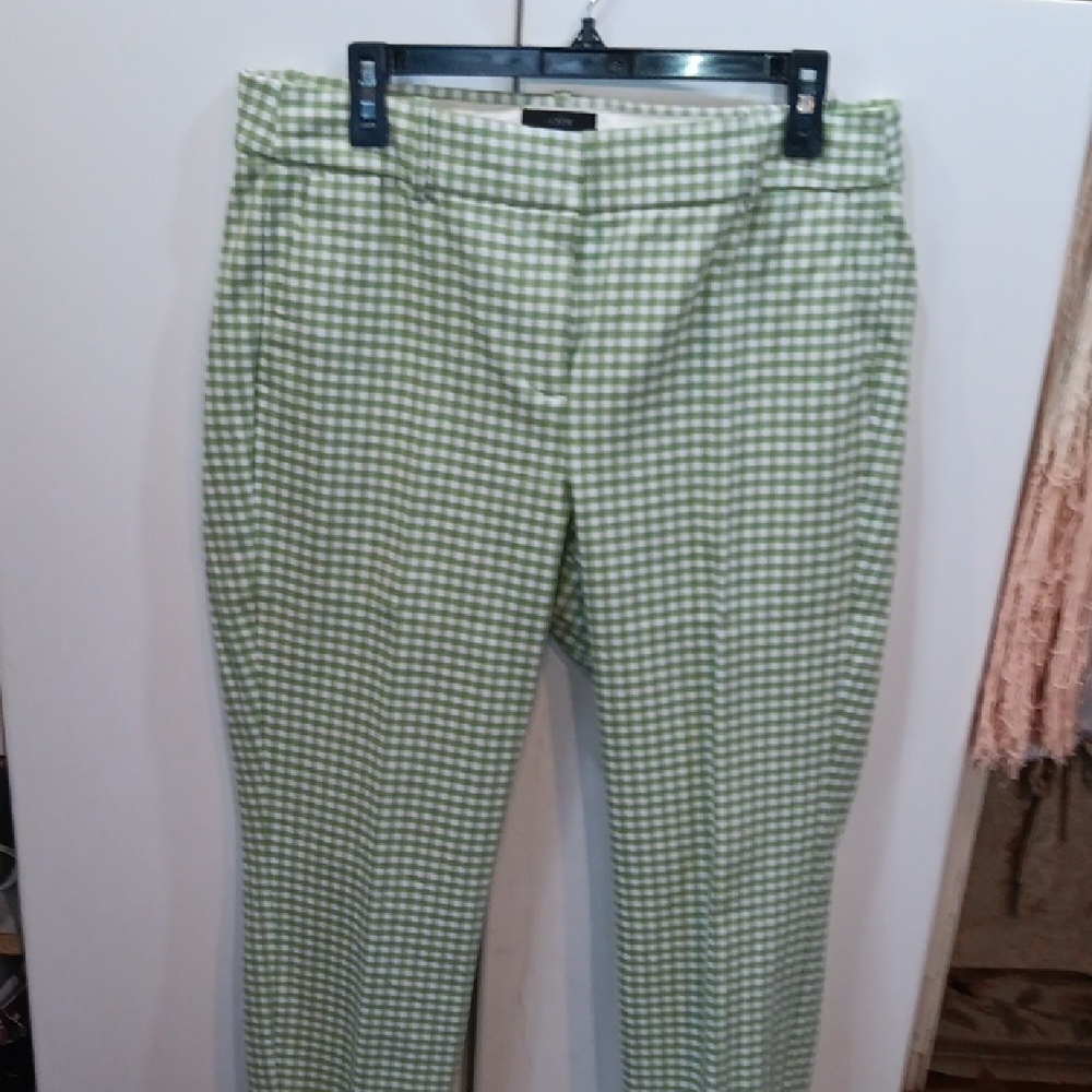 J. Crew Green Checkered Ankle Pants - Picture 4 of 11